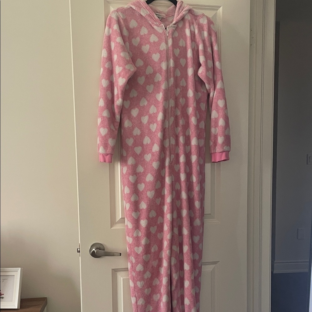 Pink Heart Adult Bunny Onsie